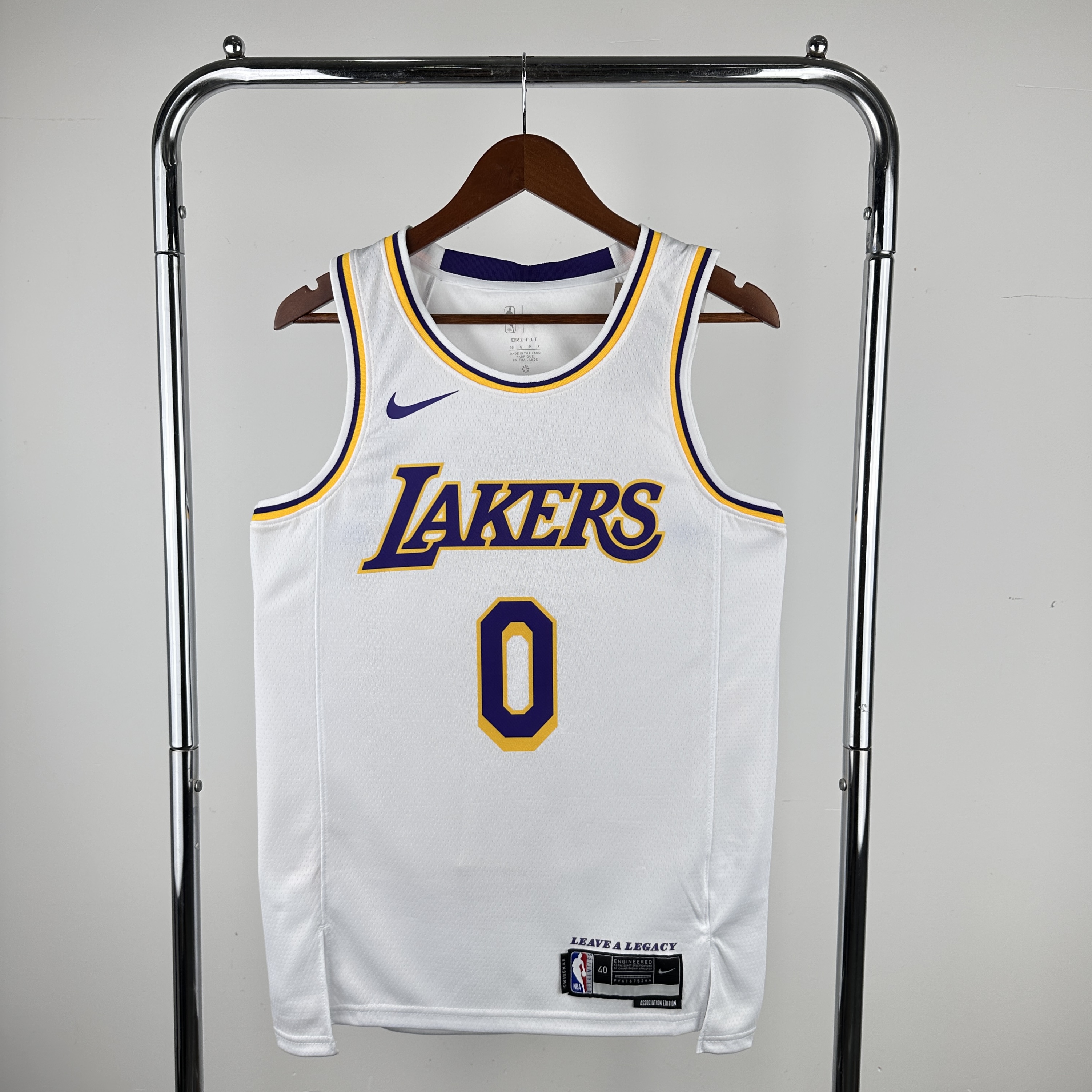Men Los Angeles Lakers 0 Westbrook Stitched White Nike NBA 2024 Jersey